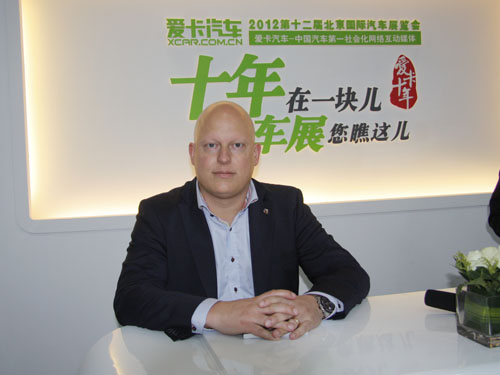 Interview with Christian von Koenigsegg, founder of Koenigsegg at Beijing Auto Show.